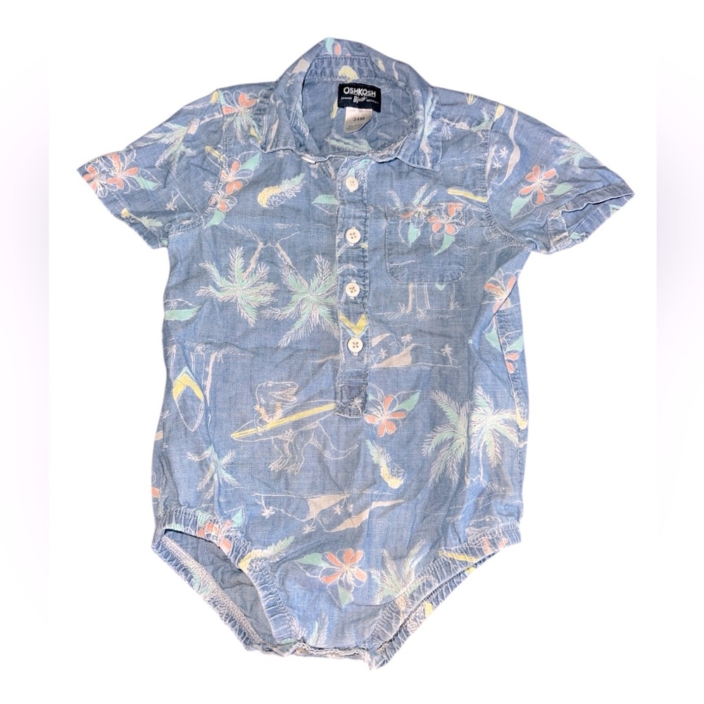 Osh Kosh B'Gosh Tropical Button Up Collared Shirt Boys Size 24 Months